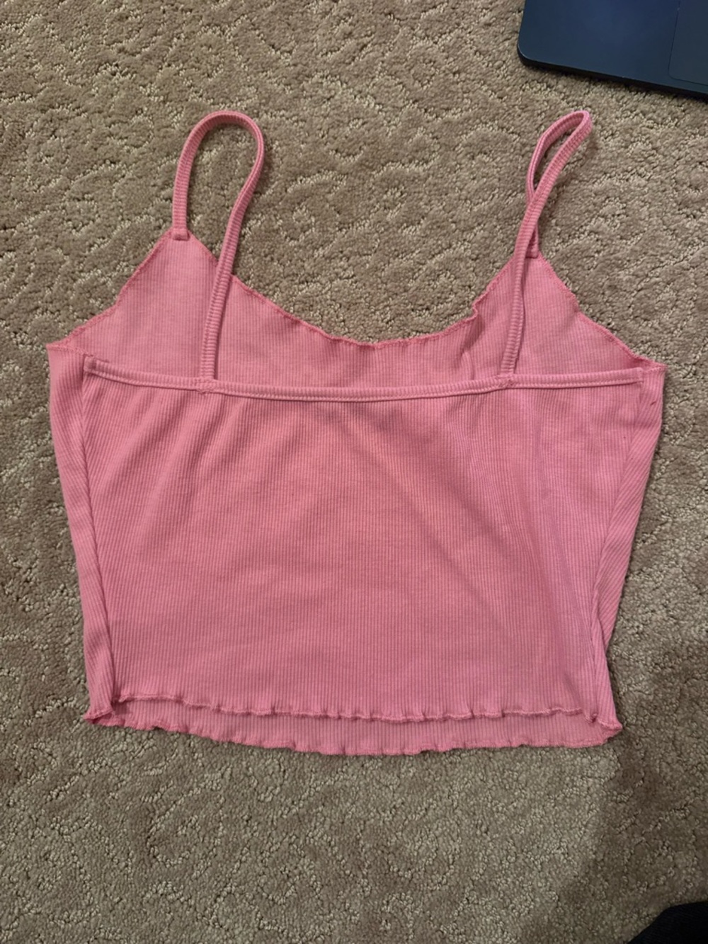 Pink Ribbed Spaghetti Strap Crop Top - Picture 2 of 2